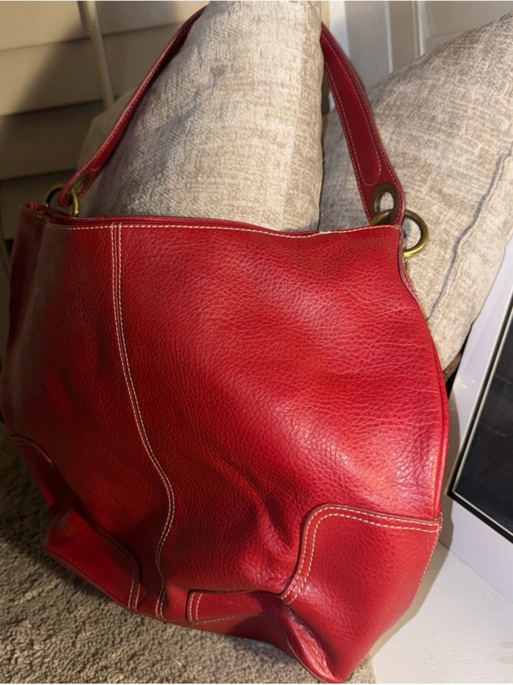 Tommy Hilfiger Red Leather Shoulder Bag